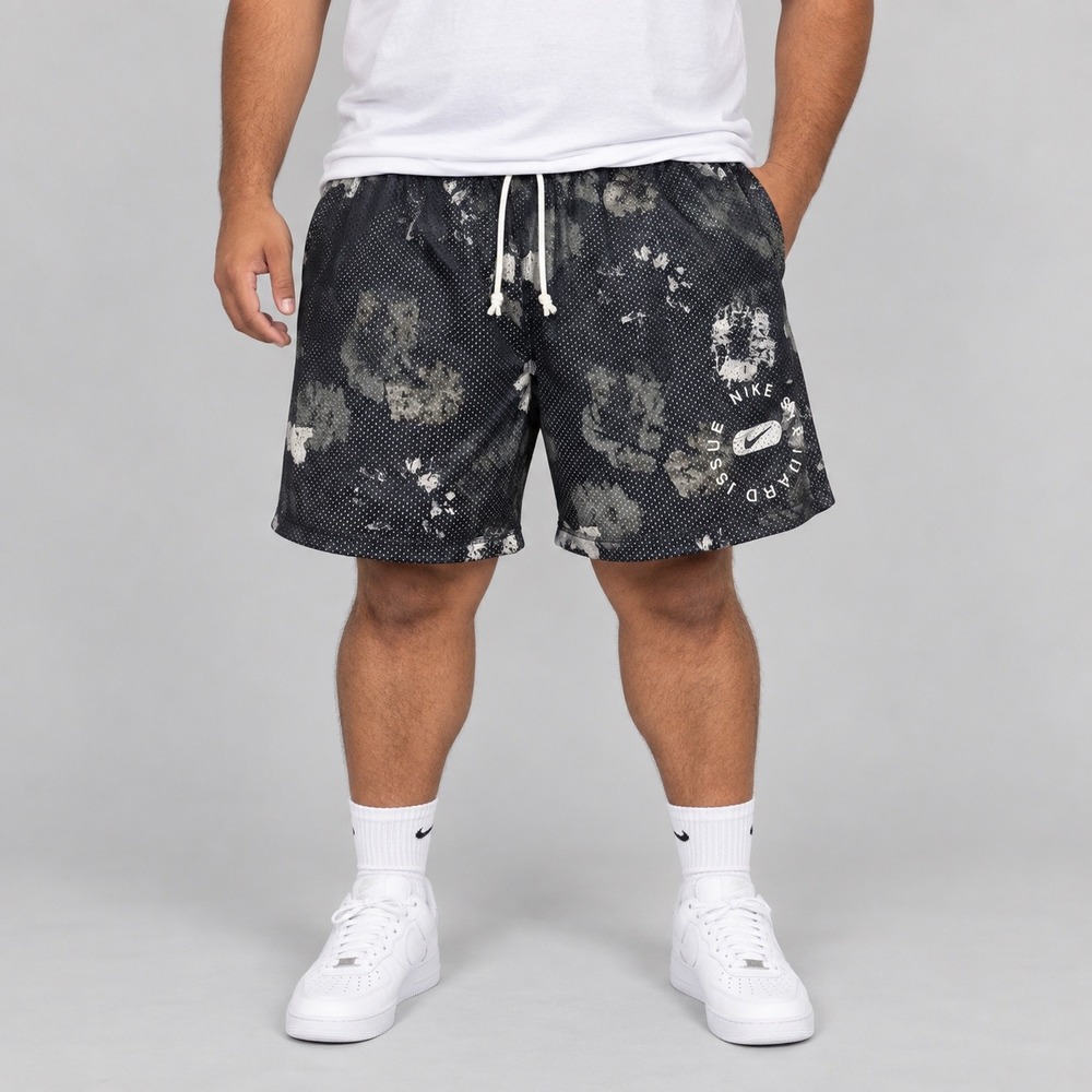 Nike Shorts Mens 2XL Gray Camo Standard Issue Dri-FIT Mesh Basketball Reversible